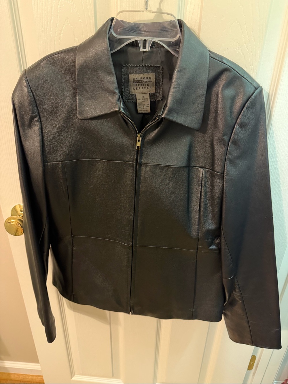 Uniform Black Leather Zip-Front Women's Jacket